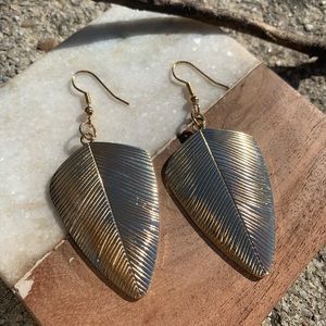 Gold Feather Earrings "Golden Plume Delights"